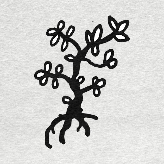 Black and White Blooming Tree Doodle Art by VANDERVISUALS